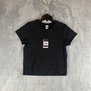 Re/Done Hanes Women's‎ T-Shirt Classic Tee Top Black S 100% Cotton Short Sleeve